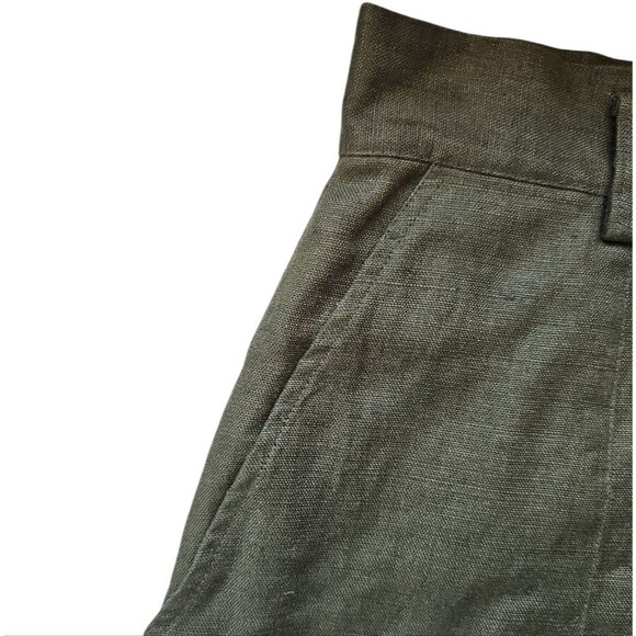 Ann Taylor Olive Green 100% Linen Skirt Sz 10 Minimalist Chic Vintage 90s Summer - Picture 4 of 13